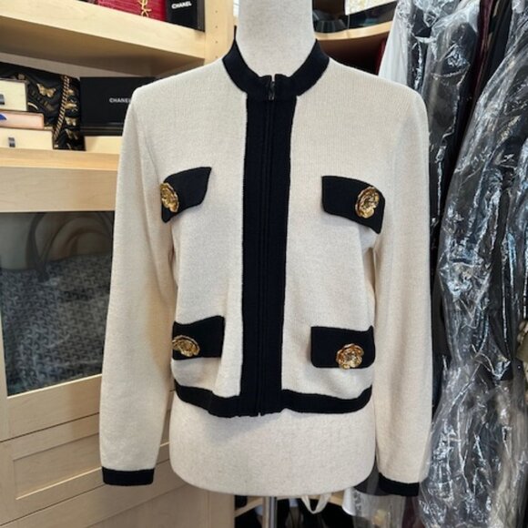 St. John Jackets & Blazers - St. John Nylon Off White/ Black Evening Jacket Size Petite